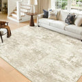 RELEANY Washable 5'x7' Abstract Area Rug for Living Room Cream Beige by RELEANY