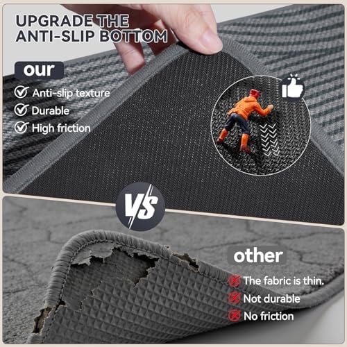 Kitchen Mats for Floor, Kitchen Rugs Non Slip, 17x47 Grey - Image 3