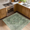 RELEANY Washable Area Rug, Square 4'x4', Green/Dark Green/Gray by RELEANY