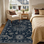 Vacuum-Friendly, 5x7 Washable Area Rug, Blue Gray White - Image 3