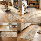 2x8 Tie-dye Beige Runner Rug Washable Non-Slip for Kitchen Hallway Bathroom - Image 3