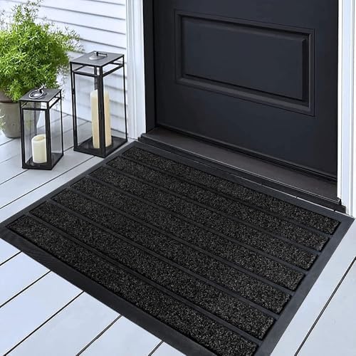 ubdyo Extra Durable Door Mat Outside Entrance (30" x 17", Bright Black) by UBDYO