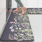 KIMODE Anti Fatigue Kitchen Mat, Farmhouse Floral Kitchen Rugs Grey Purple by StayinComfortCookwithJoy