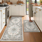 Boho Kitchen Mats for Floor 2PC Anti Fatigue Kitchen Rugs, Beige Grey by tubeamin