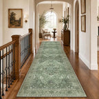 RELEANY Washable Area Rug, Runner 3'x10', Green/Dark Green/Gray by RELEANY