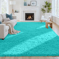 8x10 Fluffy Shag Area Rugs for Living Room Bedroom: Soft Carpet Teal Blue by CarpetAddColortoYourLife