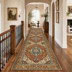 RELEANY Washable Area Rug, Runner 2'6"x10', Red/Orange/Blue/Brown - Image 2
