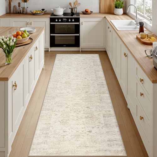3x10 Hallway Washable Runner Rug: Kitchen Carpet Beige/Brown by Luxturiy