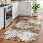 Entryway Rug 3x5 Brown Door Mat Indoor Entrance 36x60, Washable Small Throw Rugs for Kitchen Floor, Entry, Front Door, Bedroom Bedside, Non-Slip Low Pile Stain & Fade Resistant, Abstract Coffee - Image 2