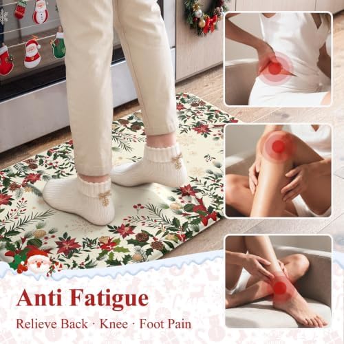 KIMODE Christmas Decor Kitchen Mats Cushioned Anti Fatigue,Beige Decoration - Image 3