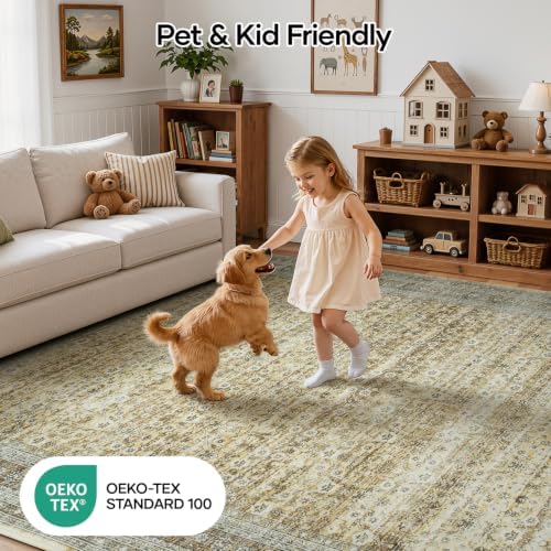 Lofus 8x10 Area Rug for Living Room, Non-Slip Washable Carpet，Beige - Image 5
