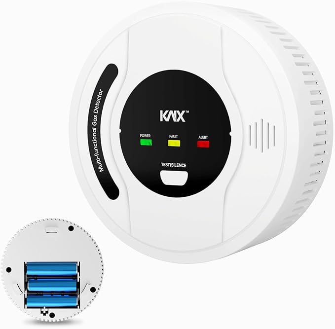 4-in-1 RV Propane Gas Detector, RV Carbon Monoxide Detectors, Smoke Detector, Natural Gas Detector, CH4/CO/LPG/Smoke Alarm, Battery Powered,LED Indicator,Surface Mount,for Travel Trailer,Truck Camper