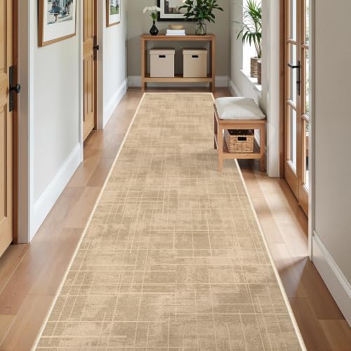 2x10 Runner Rug Non Slip,Washable Hallway Runner Rug,Brown by Restydon
