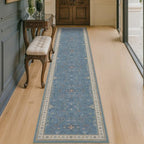 Hazo Haus Non Slip 10ft Long Hallway Runner Rug Blue - 2 x 10 Runner Rug, Washable & Waterproof 2x10 Kitchen Floor Mat - Modern Eclectic Boho Design Décor by HazoHaus