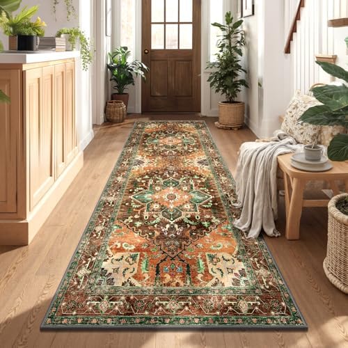 Yamaziot Washable Runner Rug, 3x8 Non-Slip Boho Vintage Hallway Kitchen Rug by Yamaziot