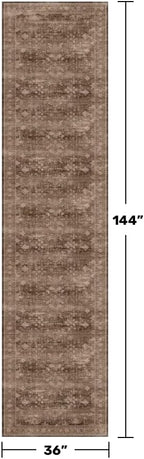 Hazo Haus Brown Neutral Boho Washable 3x12 Extra Long Hallway Runner Rug, Waterproof Large Kitchen Floor Rug Indoor, Non-Slip Stain & Fade Resistant, Vintage Dark Earthy Taupe Decor - Image 2