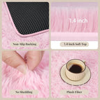 PLHXFR 10x12 Area Rugs Living Room: Fluffy Bedroom Rug Shag Carpet Pink - Image 5
