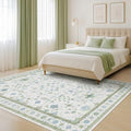 Green and Blue Kids Rugs for Bedroom 5x8 - Oushak Boho Cute Area Rug, Washable Low Pile Non-Slip Soft Foldable Indoor Carpet for Nursery, Playroom by HazoHaus