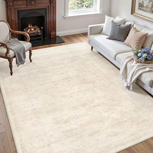 4x6 Area Rugs Living Room: Bedroom Washable Carpet Retro Beige - Image 3