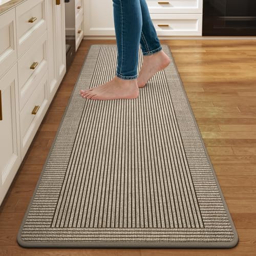 Kitchen Mats for Floor, Non Slip Kitchen Rugs, 17x59 Brown by QiCaiJia