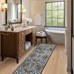 PLHXFR 2x5 Washable Runner Rug：Floral Indoor Kitchen Carpet Dark Black - Image 6