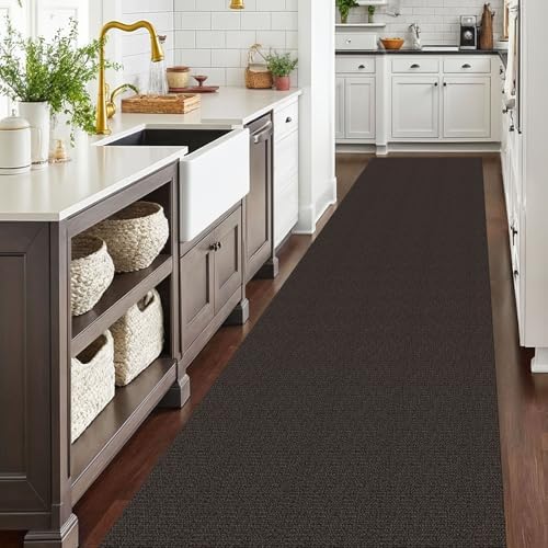 EARTHALL Washable Runner Rug, Non Slip Hall Runner, 3x20 Ft, Taupe/Coffee - Image 6