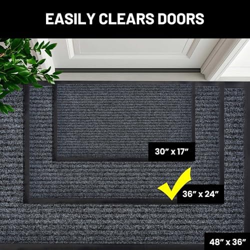 Front Door Mat, Indoor Outdoor Welcome Entryway Doormat, 36x24 Steel Gray - Image 5
