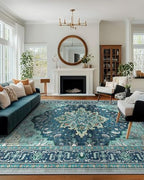 RELEANY Washable Area Rug, Large 10'x14', Teal - Image 2