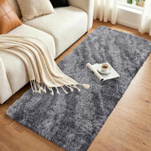 Noahas 2x10 Grey Fluffy Soft Runner Rug Non-Slip for Bedroom Dorm Hallway - Image 3