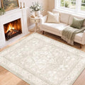 SameBed 5x7 Area Rug Living Room, Vintage Neutral Washable Carpet Beige by SameBed