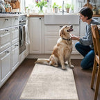 Washable 2x4 Entryway Area Rugs: Abstract Water Resistant Kitchen Sink Rug Non-Slip Durable Doormat Ultra Soft Living Room Bedroom Carpet Low Pile Floor Mat for Bathroom Dining Room(2x4,Beige/Cream) - Image 2