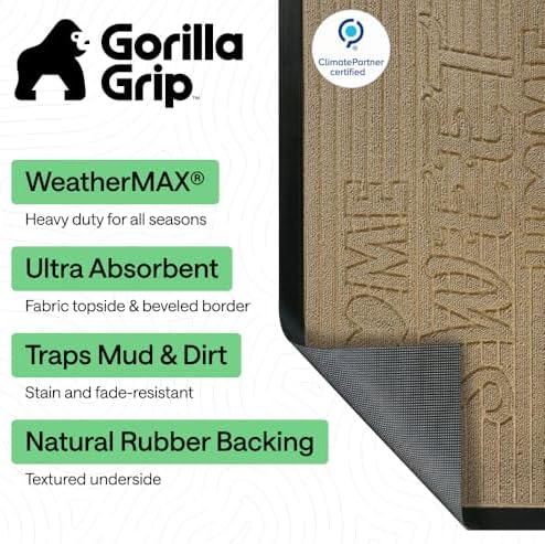GORILLA GRIP WeatherMAX Door Mat, Indoor Outdoor, 47x35, Home Sweet Home - Image 2