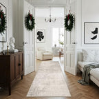 3x7 Washable Hallway Runner Rug: Abstract Stain Resistant Kitchen Rug Farmhouse Ultra Soft Bathroom Bedroom Entryway Printed Floor Mat Thin Non-Slip Carpet for Living Room Laudry(3x7,Beige/Cream) - Image 6