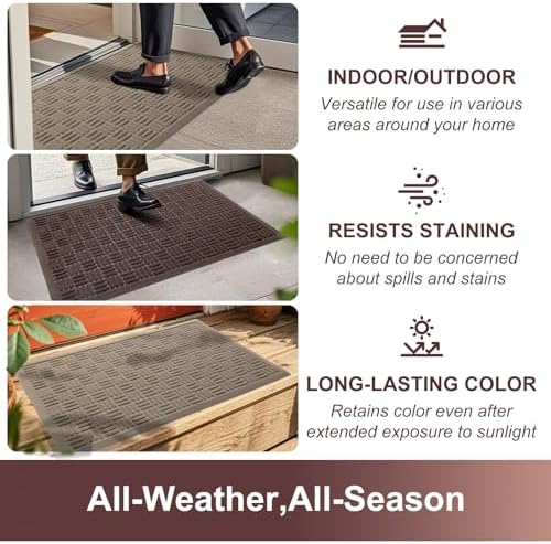 Mibao Front Door Mat Outside Entrance, 61.5" x 36", Heavy Duty Welcome Mat, Stain and Fade Resistant, Dirt Trapper Doormat, Super Absorbent Indoor Outdoor Entryway Mat with Non-Slip Backing, Coffee - Image 5