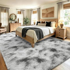 8x10 Extra Large Tie-Dyed Grey and White Fluffy Area Rug Non-Slip for - Image 4