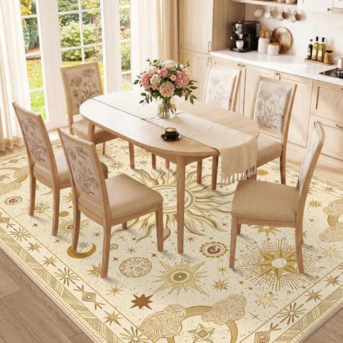 Vacuum-Friendly, 9x12 Washable Area Rug, Beige Camel Brown - Image 2