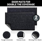 Front Door Mat, Indoor Outdoor Welcome Entryway Doormat, 30x17 Steel Gray - Image 2