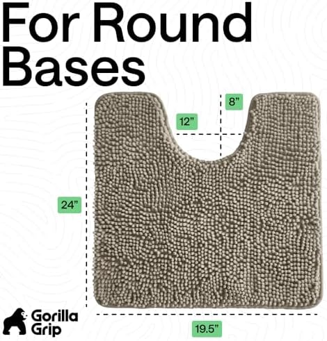 GORILLA GRIP Chenille Bath Rug Mat for Oval Toilet Base, 24x19 Latte - Image 2