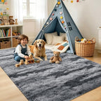 4x6 Grey Fluffy Soft Area Rug Non-Slip for Bedroom Living Room Playroom - Image 4