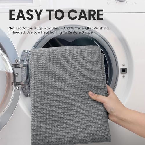 EARTHALL Washable Area Rug, Non Slip Dining Room Rug, 6x9 Ft, Dark Gray - Image 3