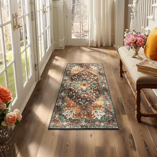 Yamaziot Washable Runner Rug, 2x4 Non-Slip Boho Vintage Hallway Kitchen Rug - Image 6