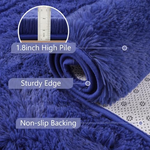 Noahas 8x10 Extra Large Royal Blue Fluffy Area Rug Non-Slip for Living Room - Image 6