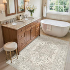 Madane Washable Entry Rug 3x4 Area Rugs for Entryway Kitchen, Beige/Brown - Image 2