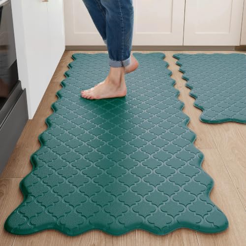 Arenarug Upgrade Scalloped Kitchen Mats Rugs 2PC, Spruce Green by ArenaRug