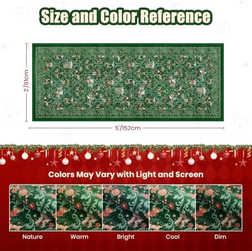 2x5 Christmas Runner Rug for Hallway,Washable Kitchen Rugs,Red - Image 2