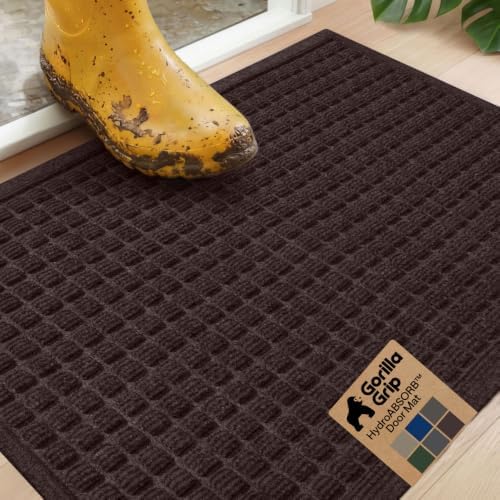 GORILLA GRIP® HydroABSORB Door Mat for Indoor Outdoor Use, 29x17 Coffee by GorillaGrip