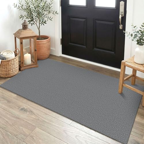 EARTHALL Washable Runner Rug, Non Slip Indoor Doormat, 2x4 Ft, Dark Gray by Unknown