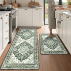 Boho Kitchen Mats for Floor 2PC Anti Fatigue Kitchen Rugs, Green by tubeamin