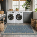 Hazo Haus Boho 2x5 Kitchen Rugs Non Slip - Washable Blue Runner Rug for Bedroom Beside Bed, Laundry Room, Hallway, Non Slip with Rubber Backing, Floral Eclectic Unique Runner Décor by HazoHaus