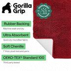 GORILLA GRIP Bath Rug Mat for Bathroom, Absorbent Chenille, 36x24 Red - Image 2